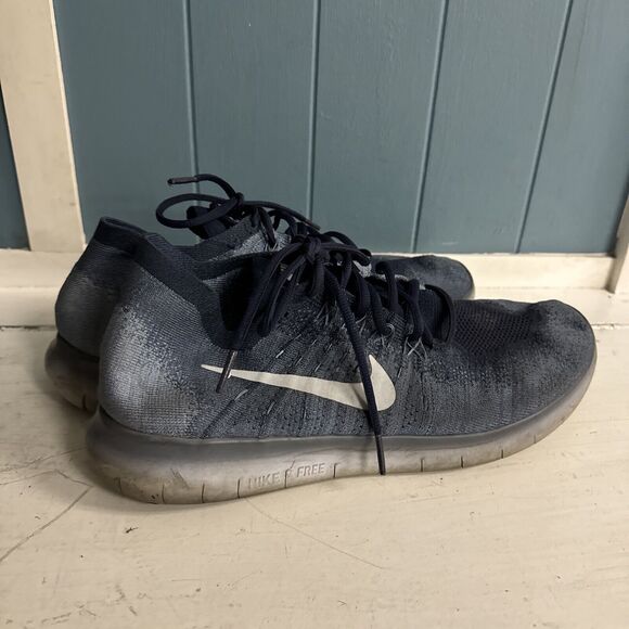 Nike Free‎ RN Flyknit 2017 Men's Size 12 Running Shoes Ocean Fog 880843-404 Used - Picture 5 of 8